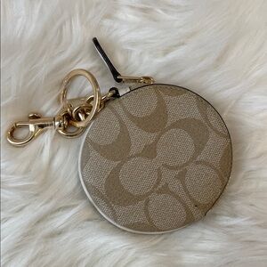 Coach Beige Monogram Keychain Pouch